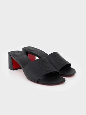 Christian Louboutin So CL 55 black leather embossed mules